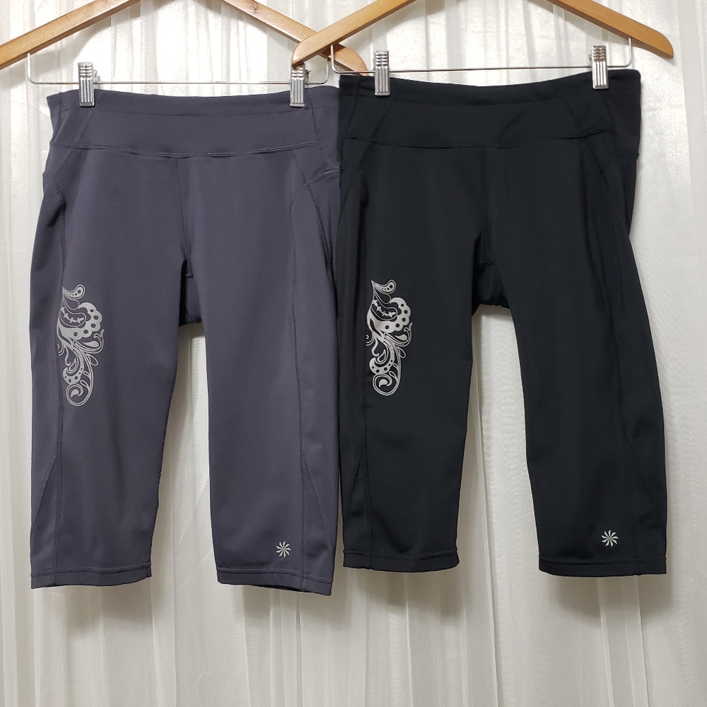 Qty (2) Athleta Sz Small Style 862108 Reflective Crop Leggings